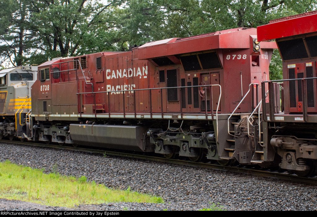 CP 8738 trails on a northbound intermodal